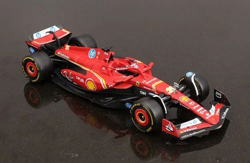 UK Bburago 1:43 F1 SF24 Formula Ferrari Racing Car Carlos Sainz Charles Leclerc - Picture 2 of 7