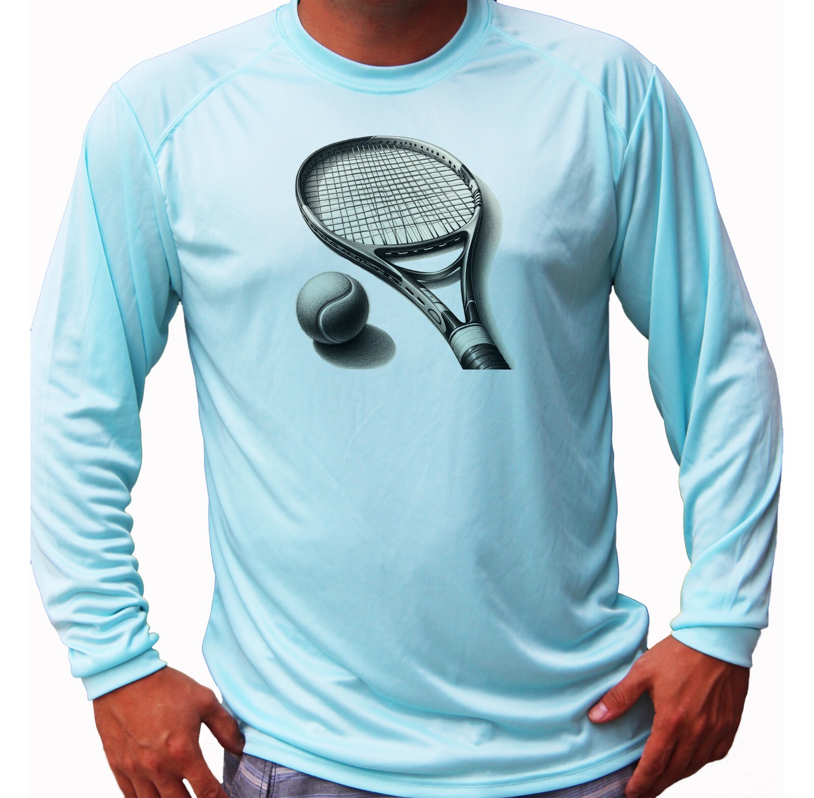 COACH T shirt con palla da tennis sport manica lunga UPF 30 prestazioni protezione UV