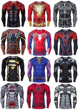Mens Compression Superhero Top Base Layer Gym Long Sleeve Shirt Running Thermal 