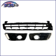Front Bumper Lower Grill & L+R Fog Light Cover W/ Trim For 13-15 Chevy Malibu  
