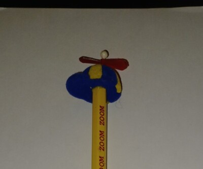 Vtg 80s ''ZOOM ZOOM BOOM'' Fuzzy Flocked Beanie Cap Hat Propeller Pencil Topper