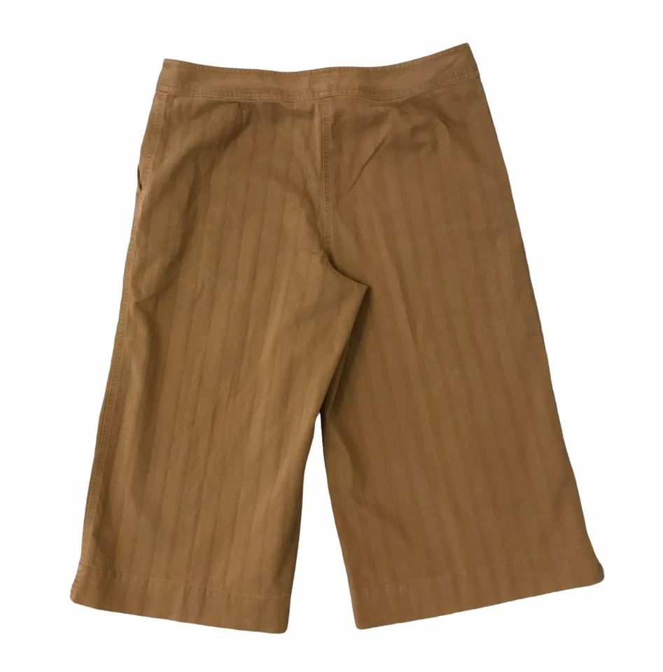 Pantalones Cortos Culotte Jill Rayas Marrón Bolsillos Largos Algodón Elastizado Para Mujer Talla 14” Foto 3 de 4