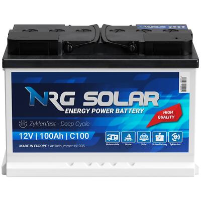 NRG SOLAR 100Ah 12V USV Wohnmobil Antrieb Versorgung Boot Schiff Solar Batterie
