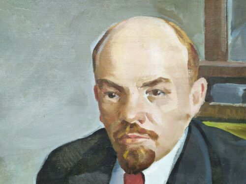 RARE Vintage antique Oil Painting Lenin Soviet USSR Socialist realism Pavlyuk - Picture 3 of 11