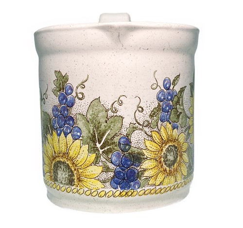 Barattolo Grasso Girasole Brocca Croc Colino Top Casale Vaso Ceramica 2 Pz - Foto 4 di 7