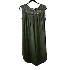 GAP Army Green Crochet Neck Sleeveless Boho Beachy Dress Womens Size S