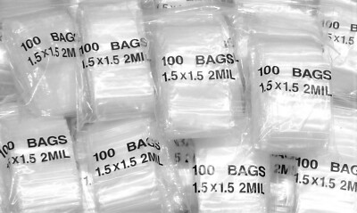 100 Pack 1.5x1.5 Inch Clear Reclosable Zippit Bags - 2 Mil Thick, Resealable Poly Baggies For Storage