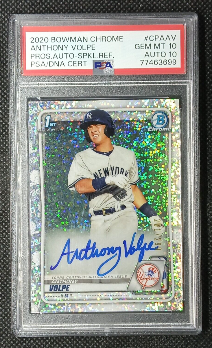 Anthony Volpe 2020 Bowman Chrome 1st Speckle Refractor Auto #/299 