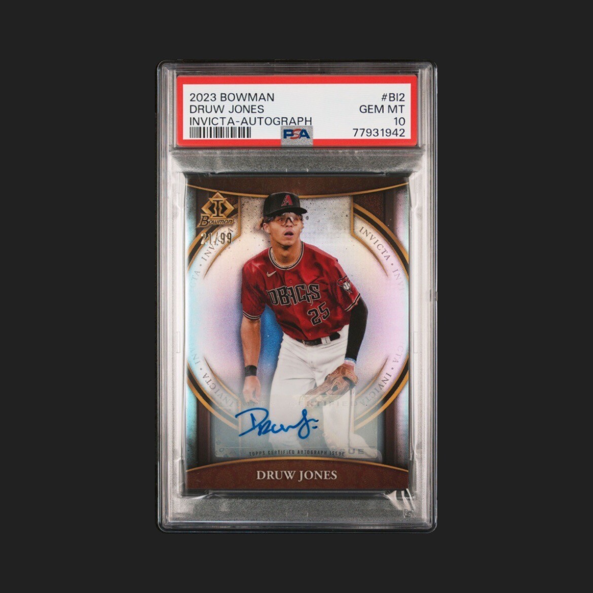 2023 Bowman Invicta Autograph Druw Jones 21/99 #BI-2 PSA 10