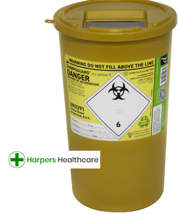 SHARPSGUARD yellow 5L Sharps Bins X2 Bins