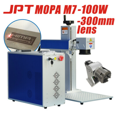 100W MOPA JPT M7 Laser Engraving and Marking Machine with 300mm Len Ratory Axis