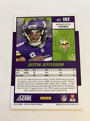 Justin Jefferson 2024 Score Halloween Orange Pumpkin #183