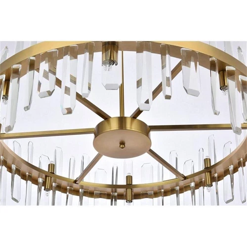 Elegant Lighting Serena 32" Round Iron and Crystal Chandelier in Satin Gold - Picture 5 of 8