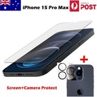 iPhone Apple 15 Pro Max Tempered Glass Screen and Camera lens Glass Protector