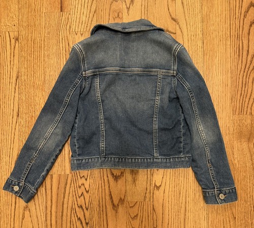 Gap Kids Denim Blue Distressed Jean Jacket Girl's Size M (8) - Snap Closure - Picture 4 of 4