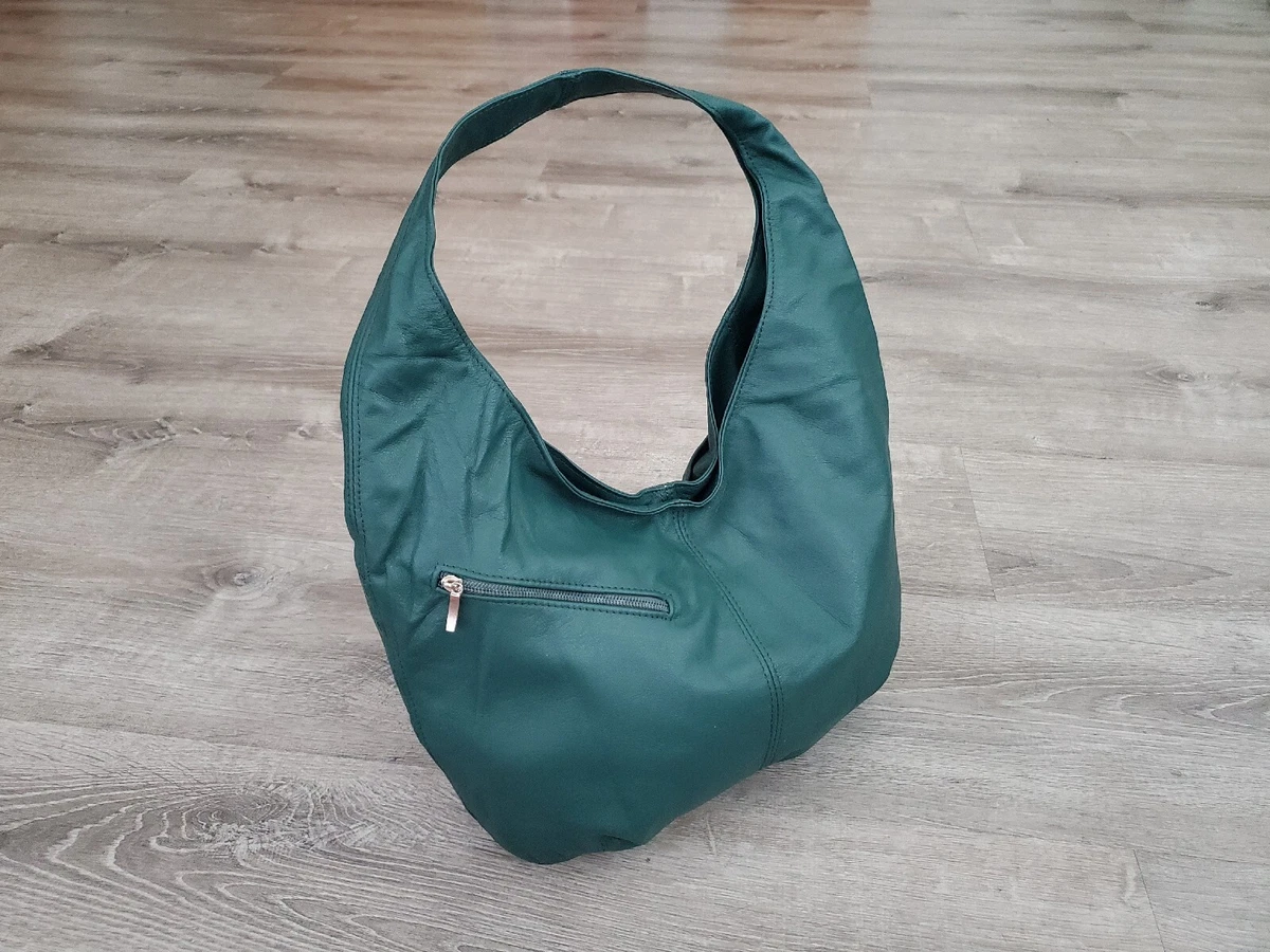 Green Leather Hobo Bag - Slouchy Leather Purse For Women