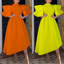 Hem Fashion Look Slim Double-Layer Color Wide Women's Summer Dress Ruffle Sleeve