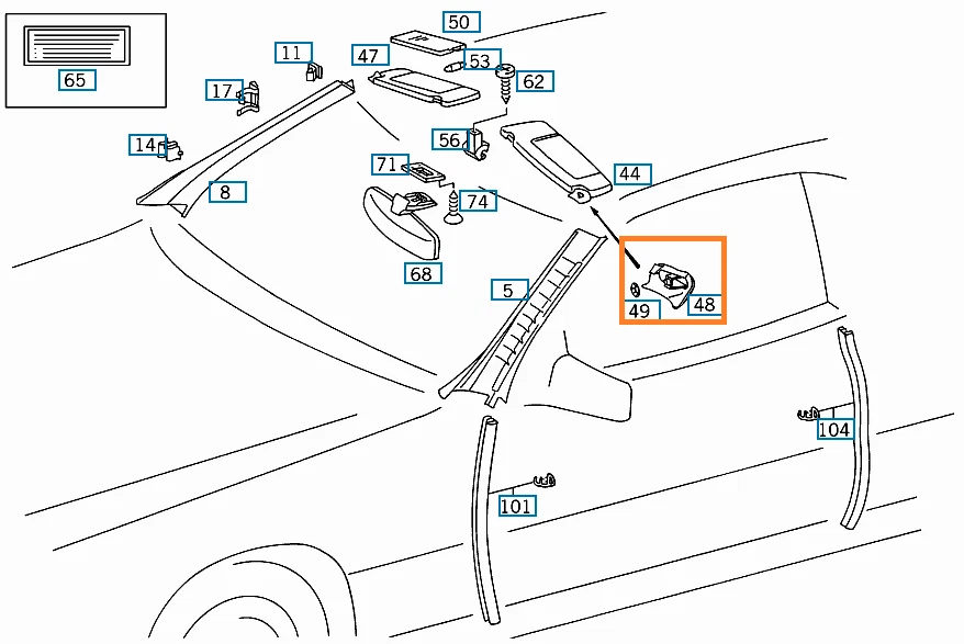 Sun Visor Trim Caps Set for Mercedes R129 SL500 SL600 1994-2001 Shell Cream - Image 4 of 4