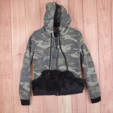 Jocelyn Womens Front Zip Fur Lined Jacket Sz S Sweatshirt Camouflage New Nwt