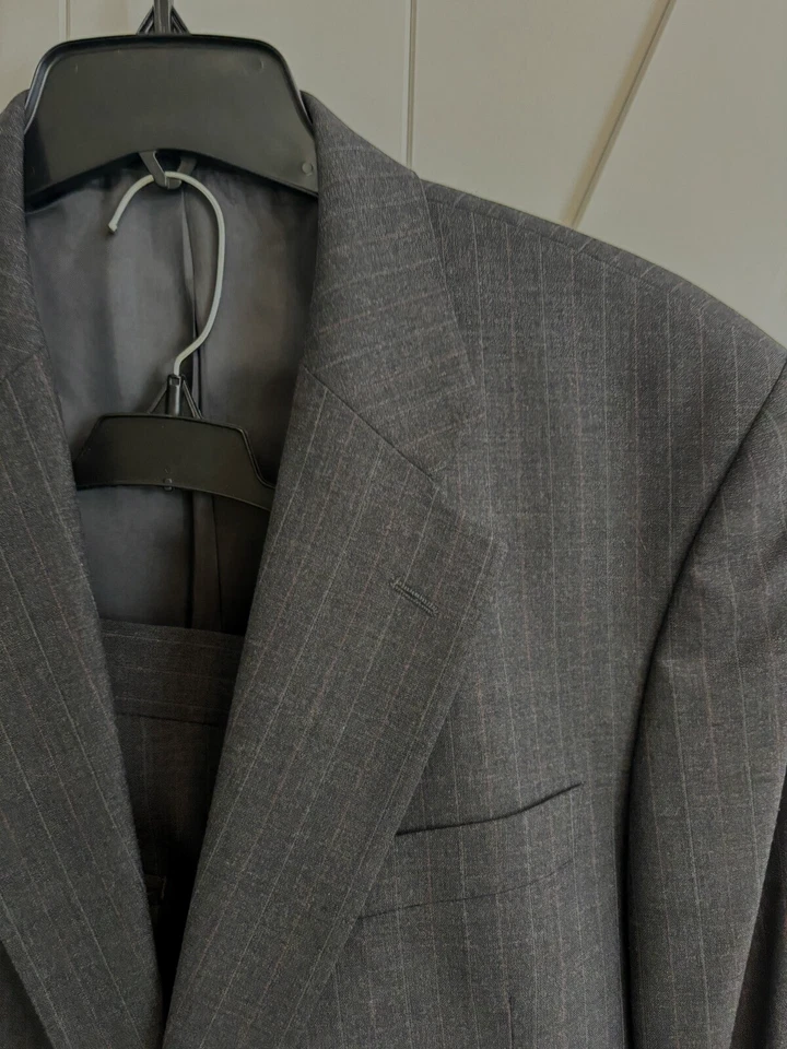 Alexandre London Savile Row Pinstripe 2Pc Suite 100% Wool Sz 44 R Jacket/34 Pant - Image 3 of 4