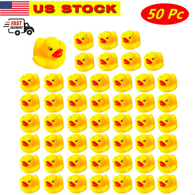 50 Pack Mini Rubber Ducky Float Duck Baby Bath Toy, Shower Bath Birthday Party 