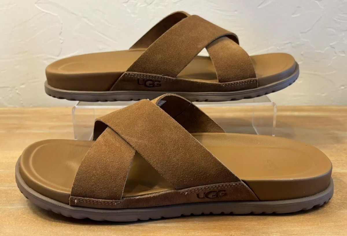 New! Ugg Wainscott Slides Sz.11 Nubuck Slip On Sandals Cross