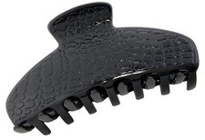 Parcelona France Croco Medium 3 1/2 Inches Celluloid Black Claw Jaw Hair Clip