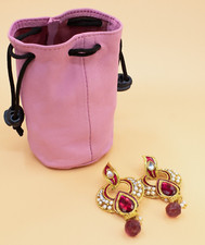 Premium Genuine Leather Round Drawstring Coin Pouch  Compact Mini Purse