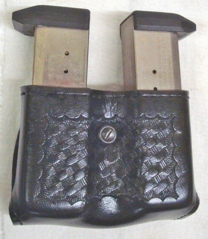 SAFARILAND Double Magazine Pouch BLACK BASKETWEAVE BERETTA 92, 96 EXCELLENT COND-image