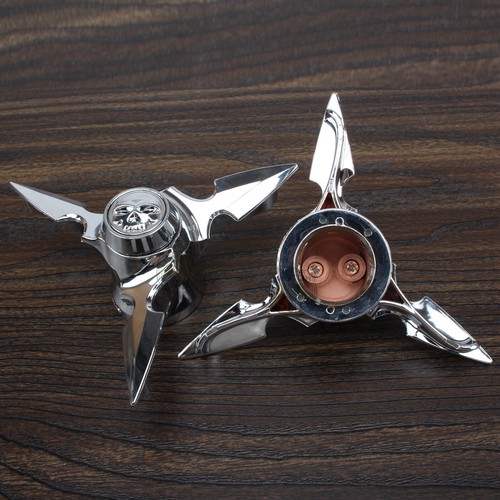 Skull Spun Blade Spinning Front Axle Nut Covers For Harley Dyna Touring Softail - Picture 3 of 6