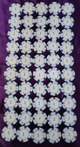 50 Vintage Clay "1"  Poker Chips. Blue And White.  Unbranded. - Picture 2 of 4