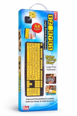 EZ Eyes Large Print Keyboard USB   High Contrast Yellow Keys   New Open Box