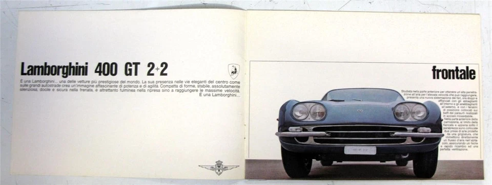 LAMBORGHINI 400 GT 2+2 Car Sales Brochure c1967 Italian Text - Image 2 of 4