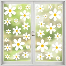 White Daisy Window Clings - 9 Sheets 108 Pcs Boho Daisy Flower Window Decals ...