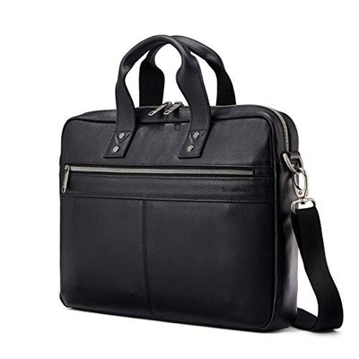 Samsonite klassische schmale Leder-Aktentasche schwarz Einheitsgröße Japan-Ve...