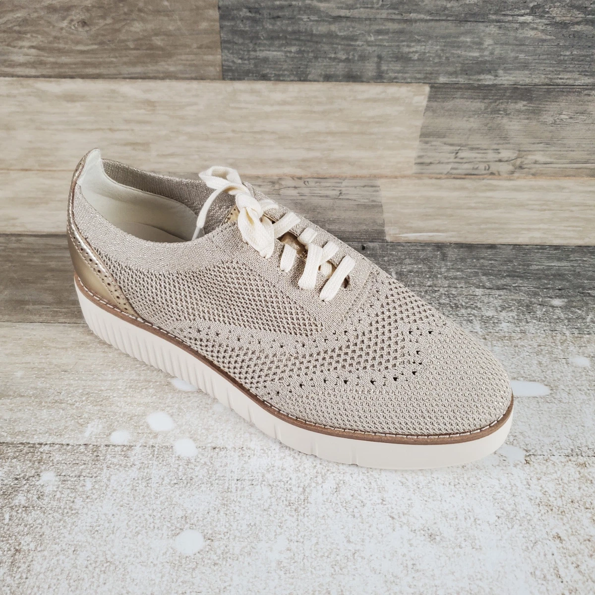 Cole Haan OriginalGrand Stitchlite Wingtip Oxford Womens 10B Beige Knit Gold Women main image 3