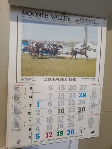 1981-1982 Moonee Valley Kingston Town Thoroughbred Racing And Trotting Calendar - Picture 6 of 12