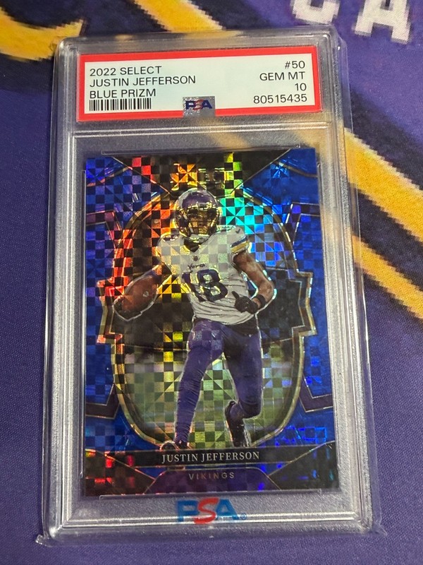 2022 Select Justin Jefferson /199 Blue Prizm #50 Concourse Level PSA 10