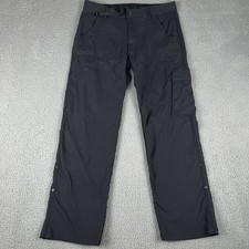 Prana Pants Mens 32x30 Gray Stretch Zion Hiking Lightweight Cargo Belted Outdoor