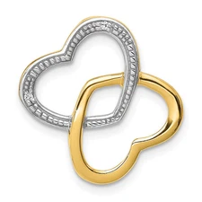 14k Yellow Gold .01ct. Diamond Double Entwined Heart Chain Slide Gift for Her