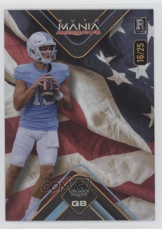 Drake Maye Wild Card Auto Mania American Football Clearview National Exclusives #DM Triangle-Crystal Foil-Eagle 2 1/1