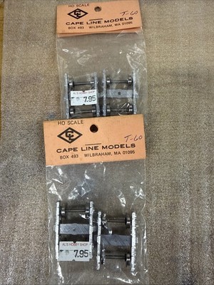 HO New Cape Line (2) Sets T-60 4-wheel Pssngr Old Style Plain Journal Trucks 36 