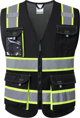 High Visibility Reflective Safety Vest Mesh Construction Workwear With Pockets