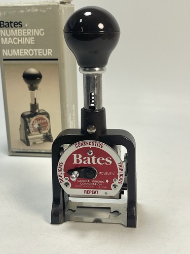 VTG Bates Numbering Machine 6 Wheels Style A Stamp USA Made w/ BOX