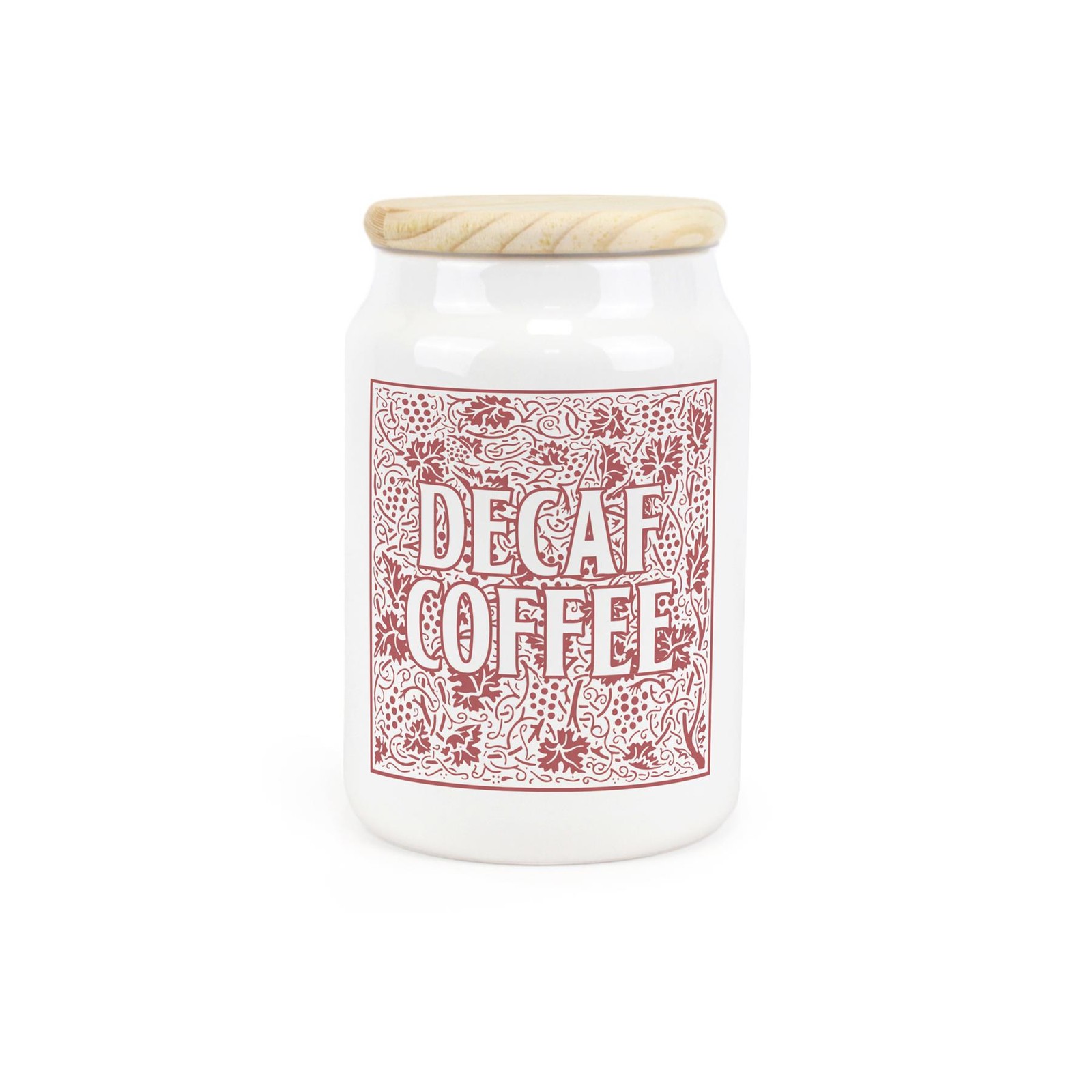 Red Oak Leaves & Berries Decaf Coffee Canister - Ceramic Kitchen Storage Gift