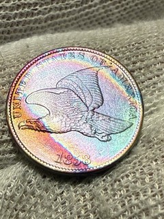 1858 1c Flying Eagle Small Cent Original High Grade Lustrous BU Coin Toned
