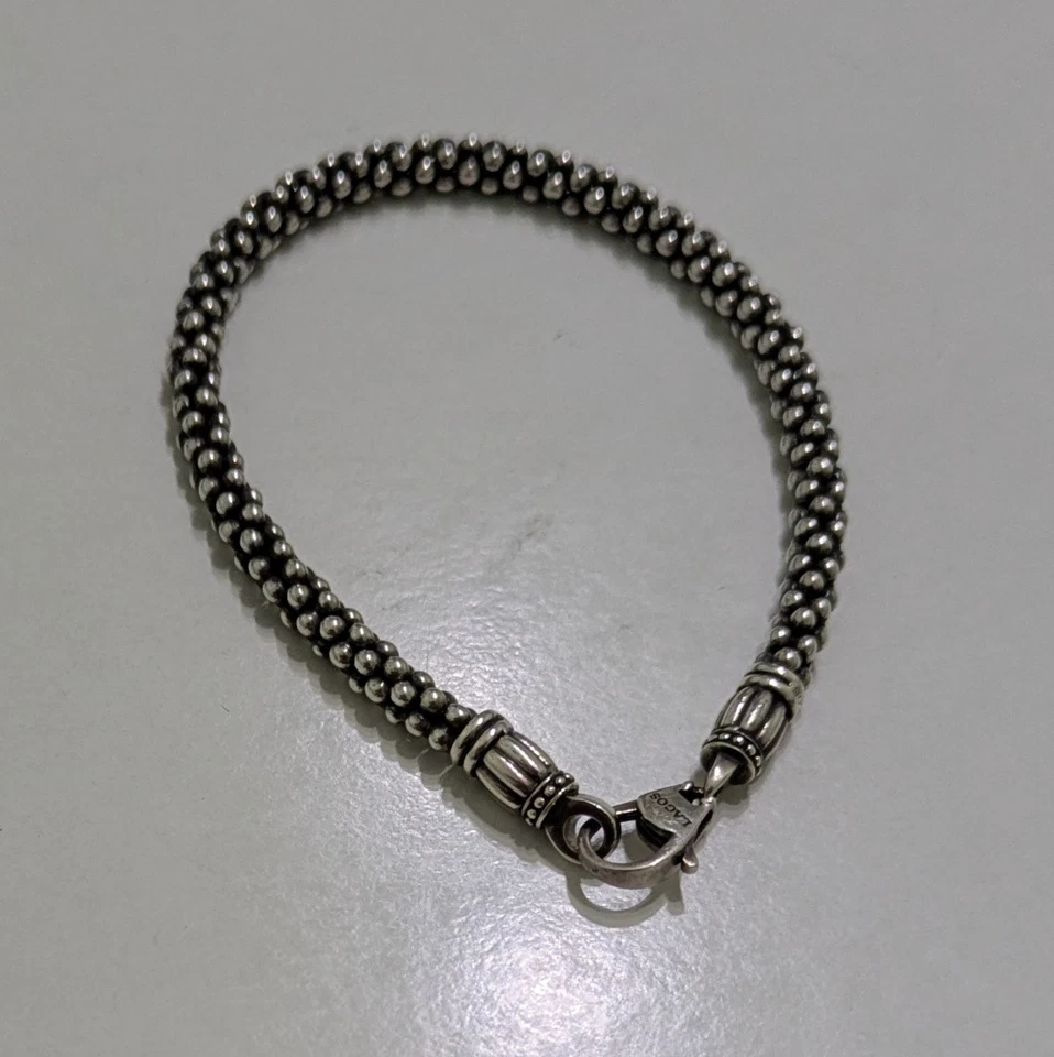 Pulsera LAGOS 925 Plata de Ley Firma Cuerda Caviar 7mm Tamaño Mediano (7) Foto 2 de 4