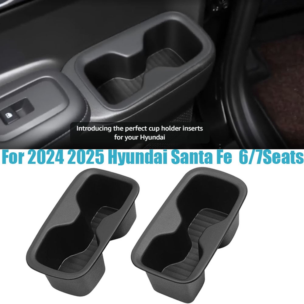 2X Rear Seat Cup Holder Cover Storage Box For 2024-25 Hyundai Santa Fe 6/7Seats