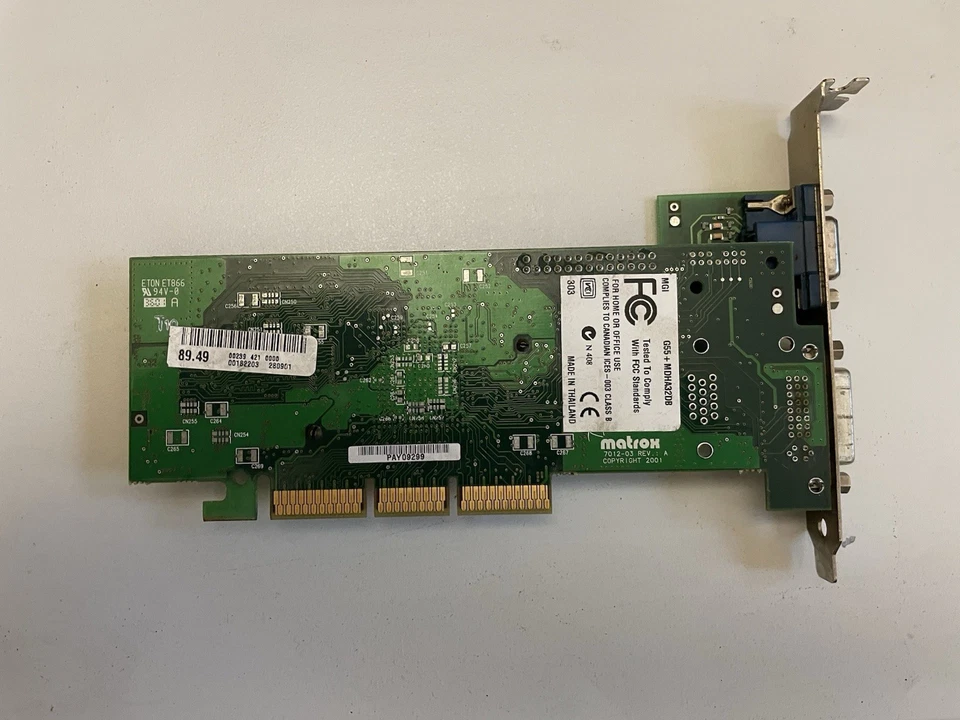 Scheda video AGP Matrox Millenium G550 32 MB G55+MDHA32DB Dual Head VGA DVI - Immagine 2 di 4