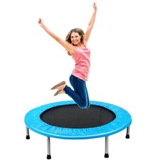 38" Folding Mini Trampoline Fitness Rebounder w/ Safety Pad Blue